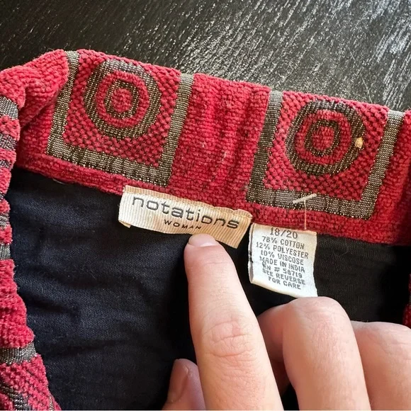 Vintage Notations Size 20 XXL 2X Red Blue Tribal Blazer Unique Grandma Chic - Picture 2 of 7